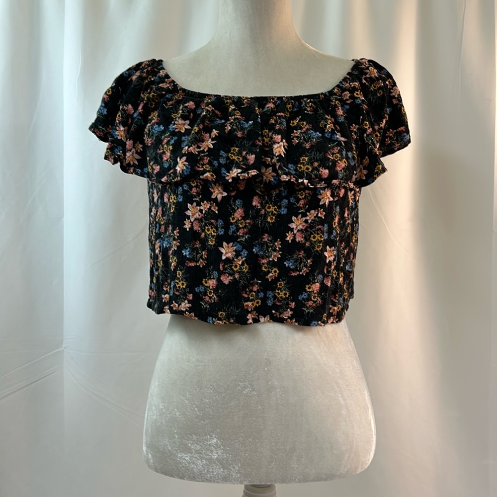 LA Hearts Cropped Floral Off The Shoulder Blouse Size Small